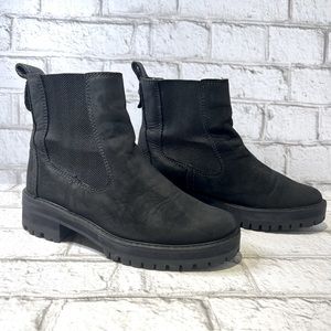 👢 TIMBERLAND WOMEN'S COURMAYEUR VALLEY CHELSEA BLACK NUBUCK BOOT. SZ US 7